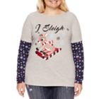 Long Sleeve Crew Neck T-shirt-juniors Plus