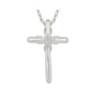 Diamond-accent 14k White Gold Cross Pendant Necklace