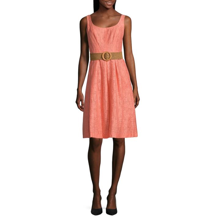 Black Label By Evan-picone Sleeveless Fit & Flare Belteddress