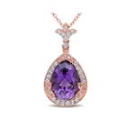 Genuine Amethyst, White Topaz And Diamond-accent Pendant Necklace