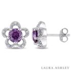 Laura Ashley Diamond Accent Lab Created Purple Alexandrite 11mm Stud Earrings