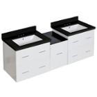 61.5-in. W Wall Mount White Vanity Set For 3h4-in. Drilling Black Galaxy Top White Um Sink