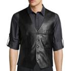 Wd. Ny Black Solid Faux Leather Vest