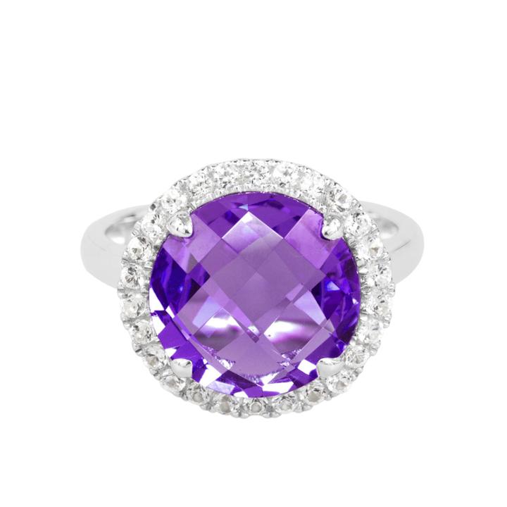 Genuine Amethsyt Sterling Silver Cushion Ring