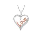 Womens 1/10 Ct. T.w. White Diamond Sterling Silver & 14k Rose Gold Over Silver Heart Pendant Necklace