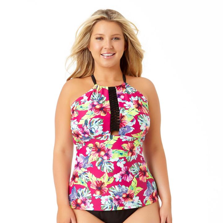 Allure By Img Floral Tankini Swimsuit Top-juniors Plus