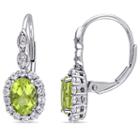 Diamond Accent Genuine Green Peridot Drop Earrings
