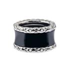 1/4 Ct. T.w. Diamond Black Ceramic And Sterling Silver Wedding Band