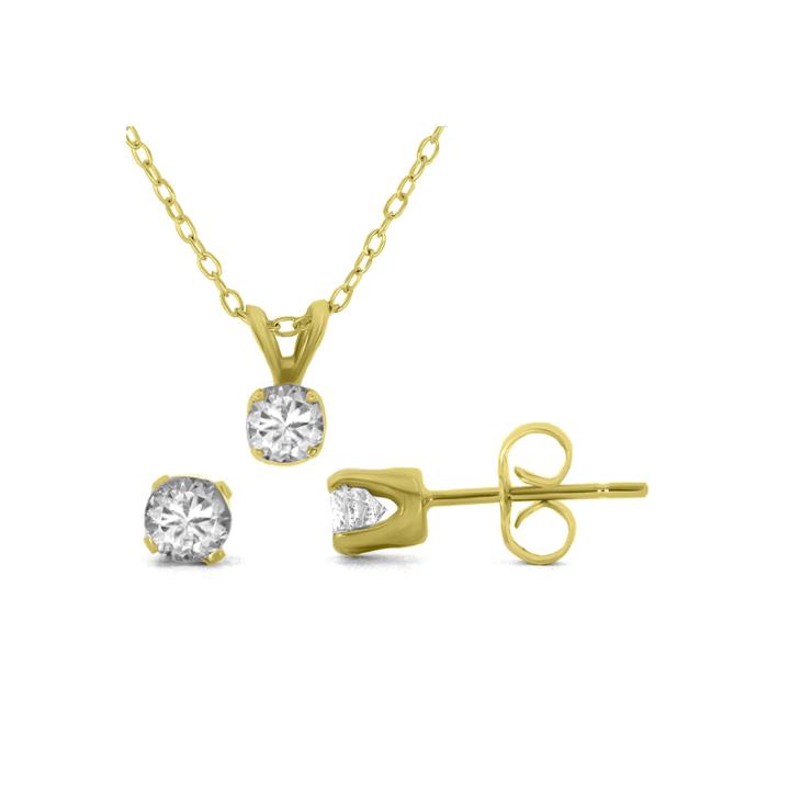 1/2 Ct. T.w. Diamond Pendant & Stud Earring Necklace Set