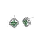 1/7 Ct. T.w. Diamond And Genuine Emerald 10k White Gold Flower Earrings