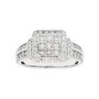 Womens 1 Ct. T.w. Genuine Princess White Diamond 10k Gold Engagement Ring