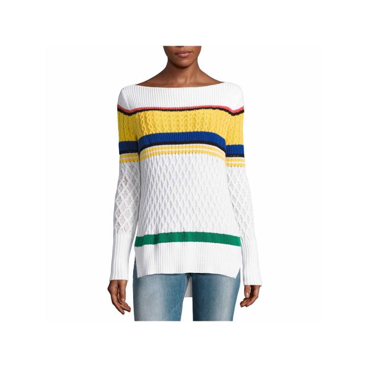 Liz Claiborne Long Cable Stirpe Sweatr-talls