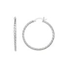 Sterling Silver Rope Click-top Hoop Earrings