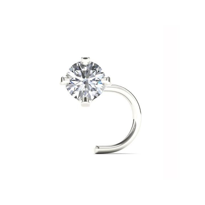 14k White Gold Diamond-accent 2.4mm Stud Nose Ring