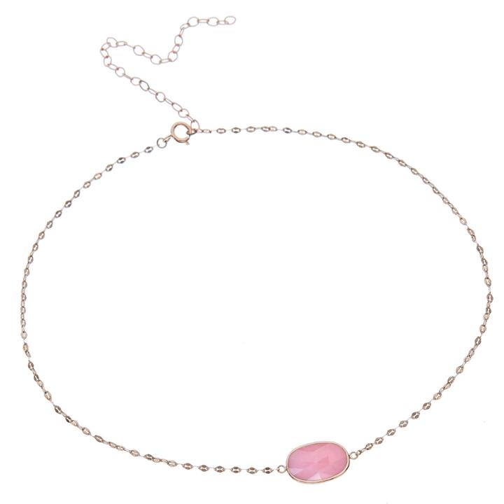 Womens Pink Opal 10k Gold Pendant Necklace
