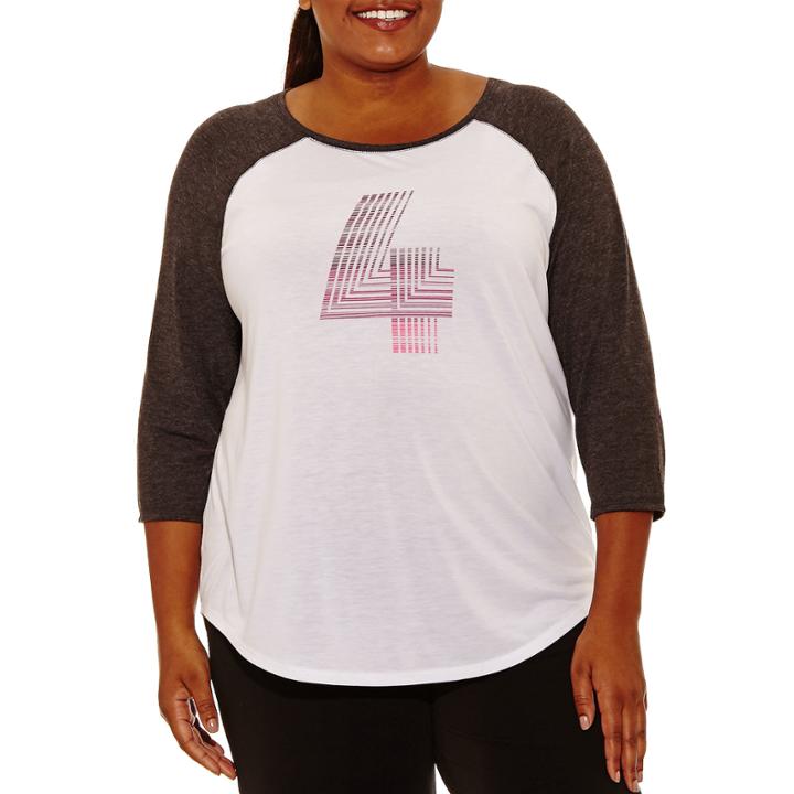 Xersion 3/4 Sleeve Crew Neck T-shirt-womens Plus