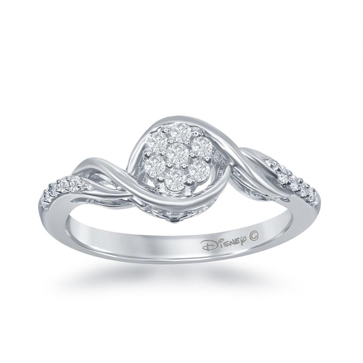Enchanted By Disney 1/5 C.t.t.w. Diamond 10k White Gold Frozen Swirl Ring