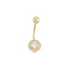 10k Yellow Gold Cubic Zirconia Round Framed Belly Ring