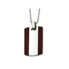 Mens Stainless Steel Wood Dog Tag Pendant
