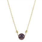 Womens Brown Pearl 14k Gold Pendant Necklace