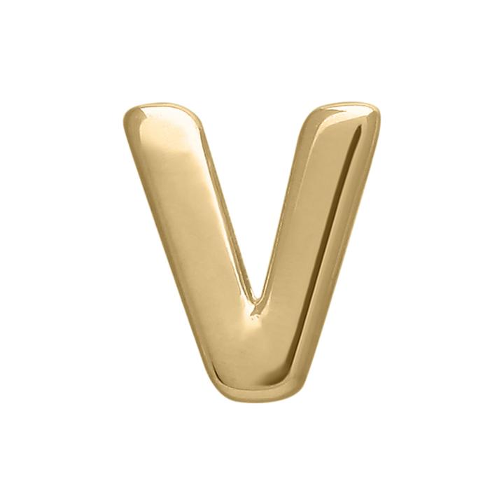 Teeny Tiny 10k Yellow Gold Initial V Single Stud Earring