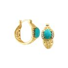 Turquoise And Lab-created White Sapphire Hoop Earrings