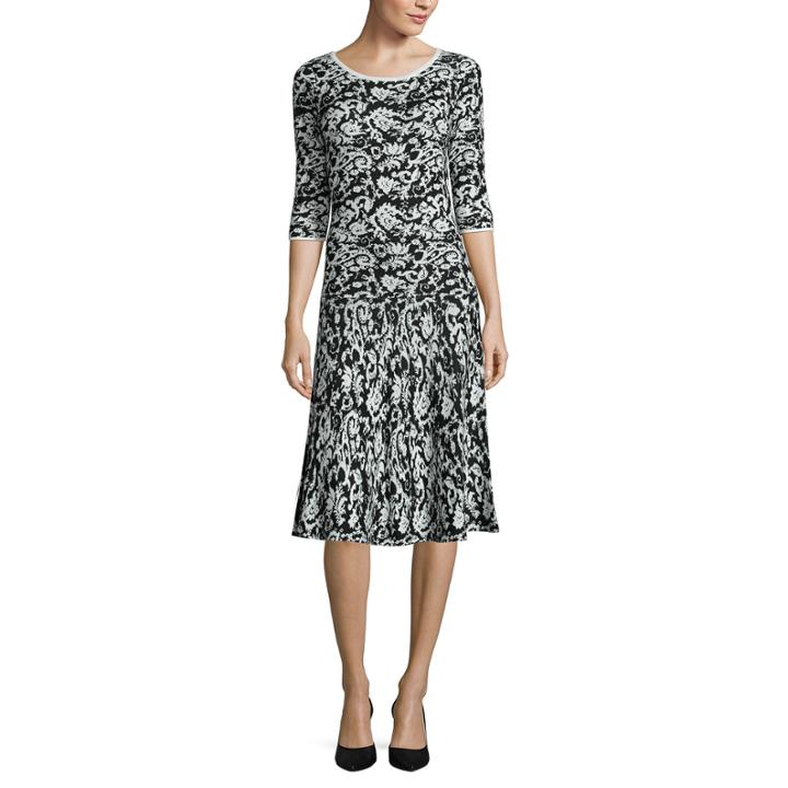Signature By Sangria 3/4 Sleeve Fit & Flare Dress