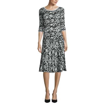 Signature By Sangria 3/4 Sleeve Fit & Flare Dress
