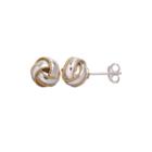 Two-tone Sterling Silver Knot Earrings