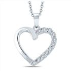Womens Diamond Accent Genuine White Diamond Sterling Silver Heart Pendant Necklace