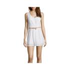 City Triangles Sleeveless Belted Crochet Romper