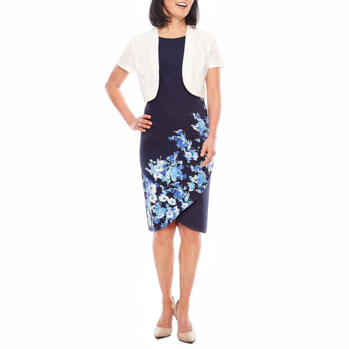 Maya Brooke Short Sleeve Jacket Dress