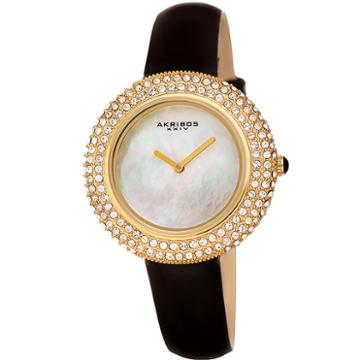 Akribos Xxiv Womens Black Strap Watch-a-1049ygb