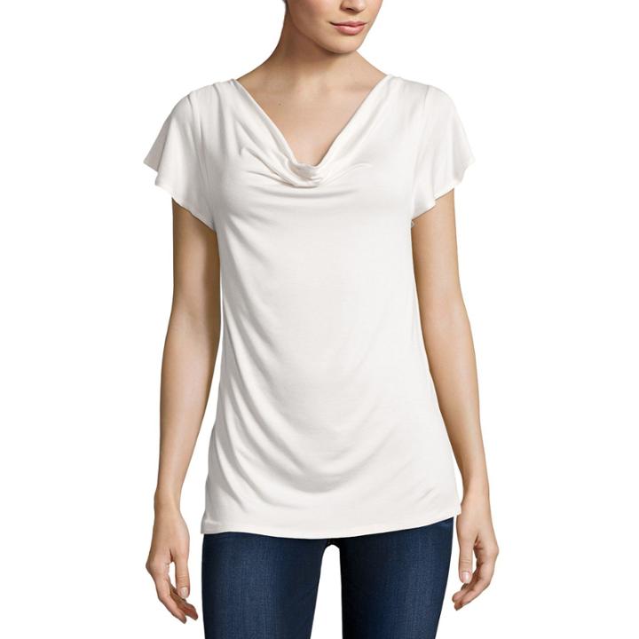 Bold Elements Short Sleeve Back Neck Lace Top