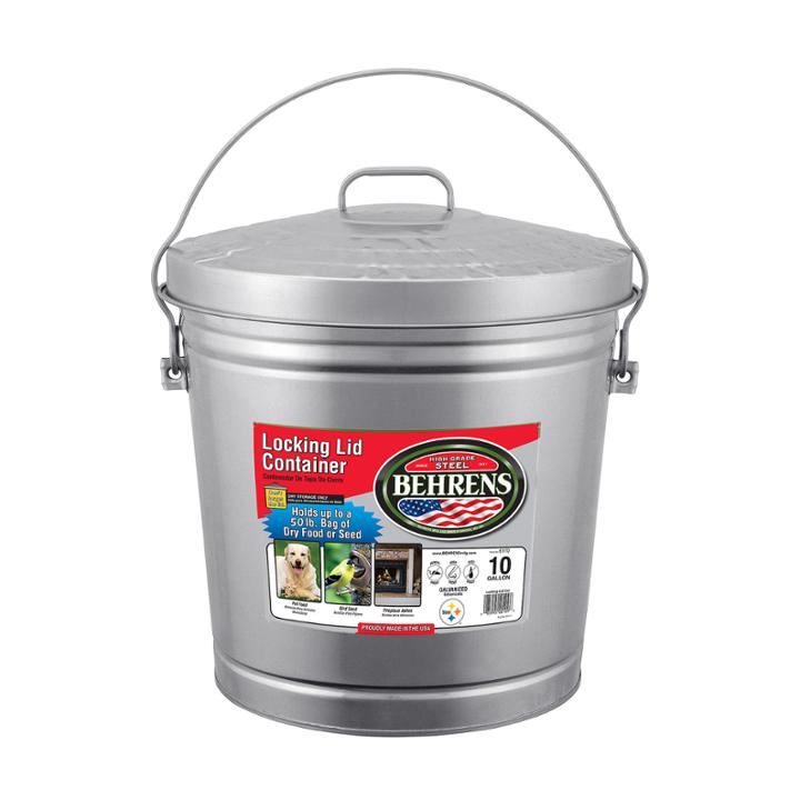 Behrens High Grade Steel 6110 10 Gal Silver Galvanized Steel Dry Storage Can W/locking Lid