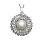 Sterling Silver Freshwater Pearl And Cubic Zirconia Pendant