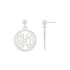 Personalized 22mm 14k White Gold Monogram Circle Earrings