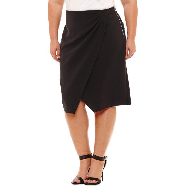 Worthington Drape Front Pencil Skirt Plus