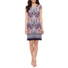R & K Originals Short Sleeve Pattern Sheath Dress-petites
