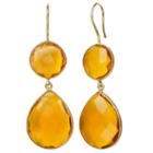 Orange Quartz 14k Gold Over Silver Drop Earrings