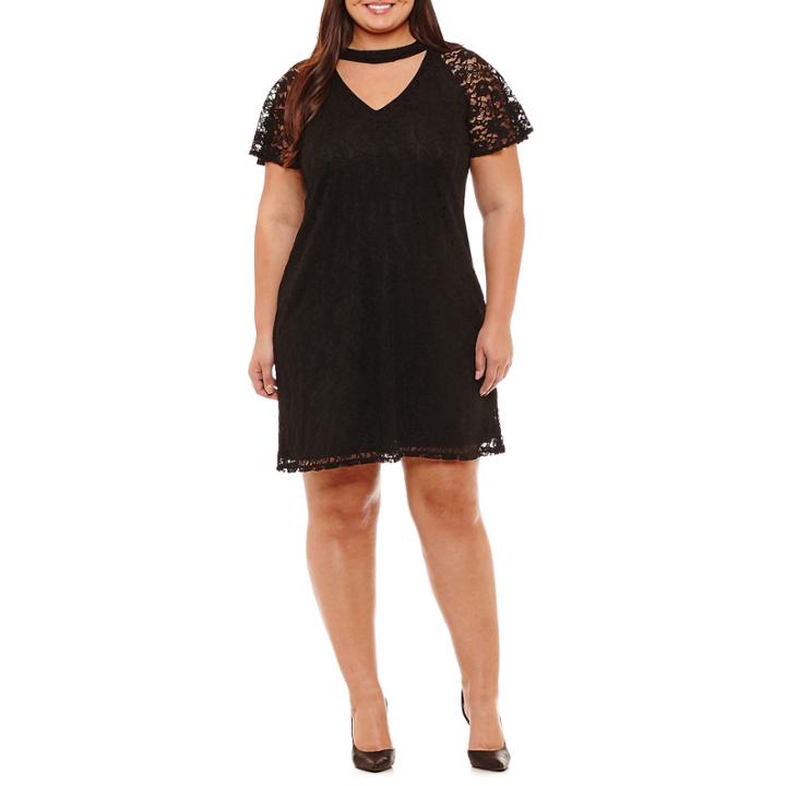 Danny & Nicole Short Sleeve Floral Sheath Dress-plus
