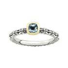 Personally Stackable Genuine Blue Topaz Oxidized Two-tone Stackable Ring