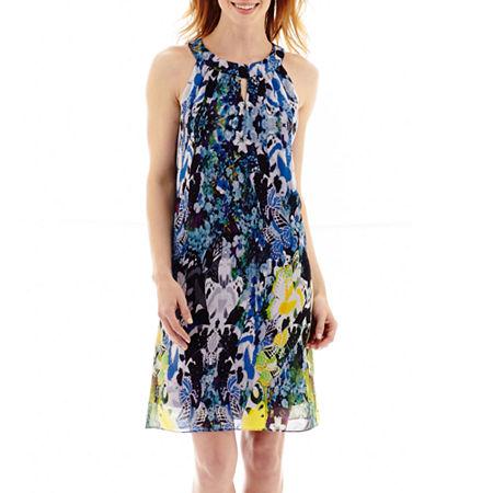 Alyx Sleeveless Multi-print Chiffon Trapeze Dress