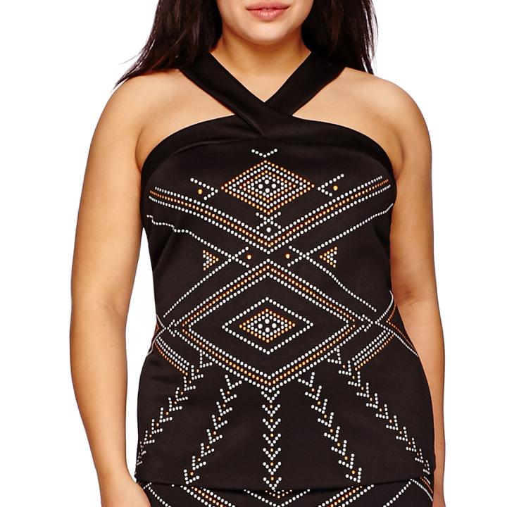 Bisou Bisou Sleeveless Studded Scuba Top - Plus