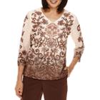 Alfred Dunner Santa Fe 3/4-sleeve Ombre Scroll Tee