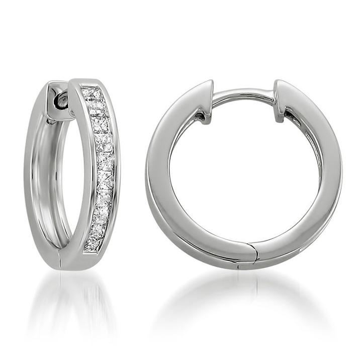 1/2 Ct. T.w. White Diamond 14k Gold 14.6mm Hoop Earrings