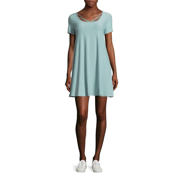 Derek Heart Short Sleeve Trapeze Dress-juniors