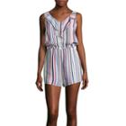 Decree V-neck Ruffle Front Romper - Juniors