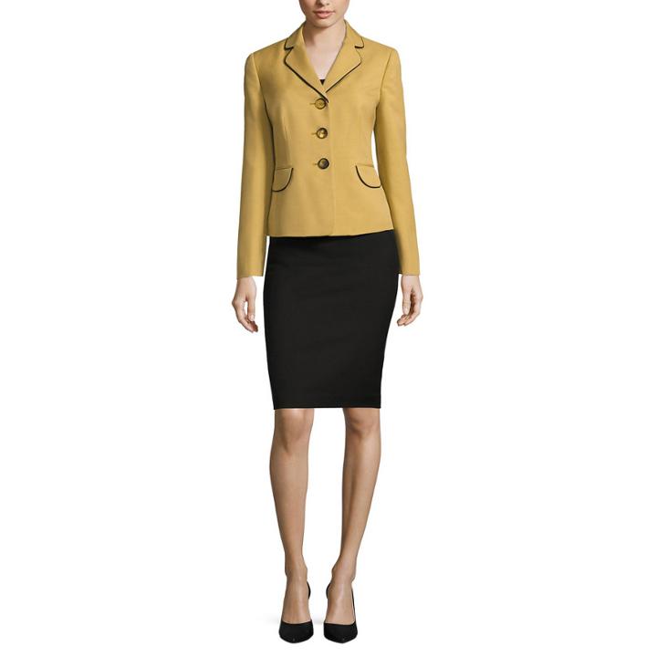 Le Suit Long-sleeve 3-button Piped Jacket Skirt Suit