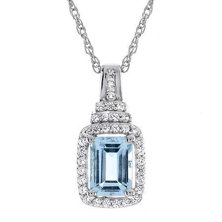 Genuine Aquamarine & Lab-created White Sapphire Pendant